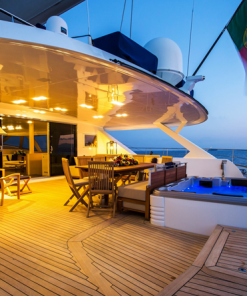 Spacious rear deck onboard Hutiane for charter with Ocean5