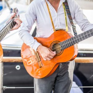 Musicians onboard an Ocean5 yacht in Cannes