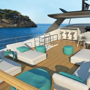 Wide open sundeck with yacht George Five