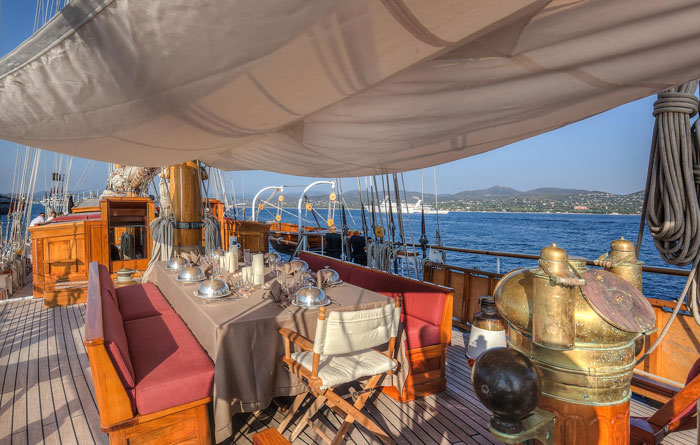 Yacht Trinakria deck view