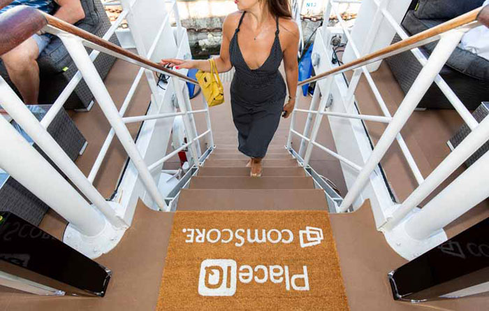 Logo on a yacht at a Cannes event