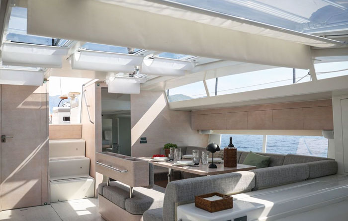 Interior of sail yacht Luce Guida for rent at Ocean5 yachts